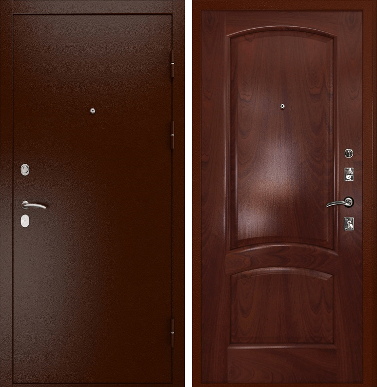 Металлическая дверь для квартиры ЛД-248 МДФ орех и антивандальный окрас